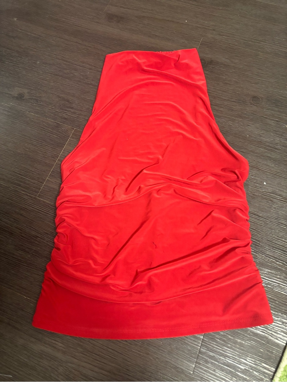 Red halter neck backless going out top